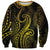 Polynesia Plumeria Lei Sweatshirt Black Gold Curves Motif