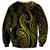 Polynesia Plumeria Lei Sweatshirt Black Gold Curves Motif