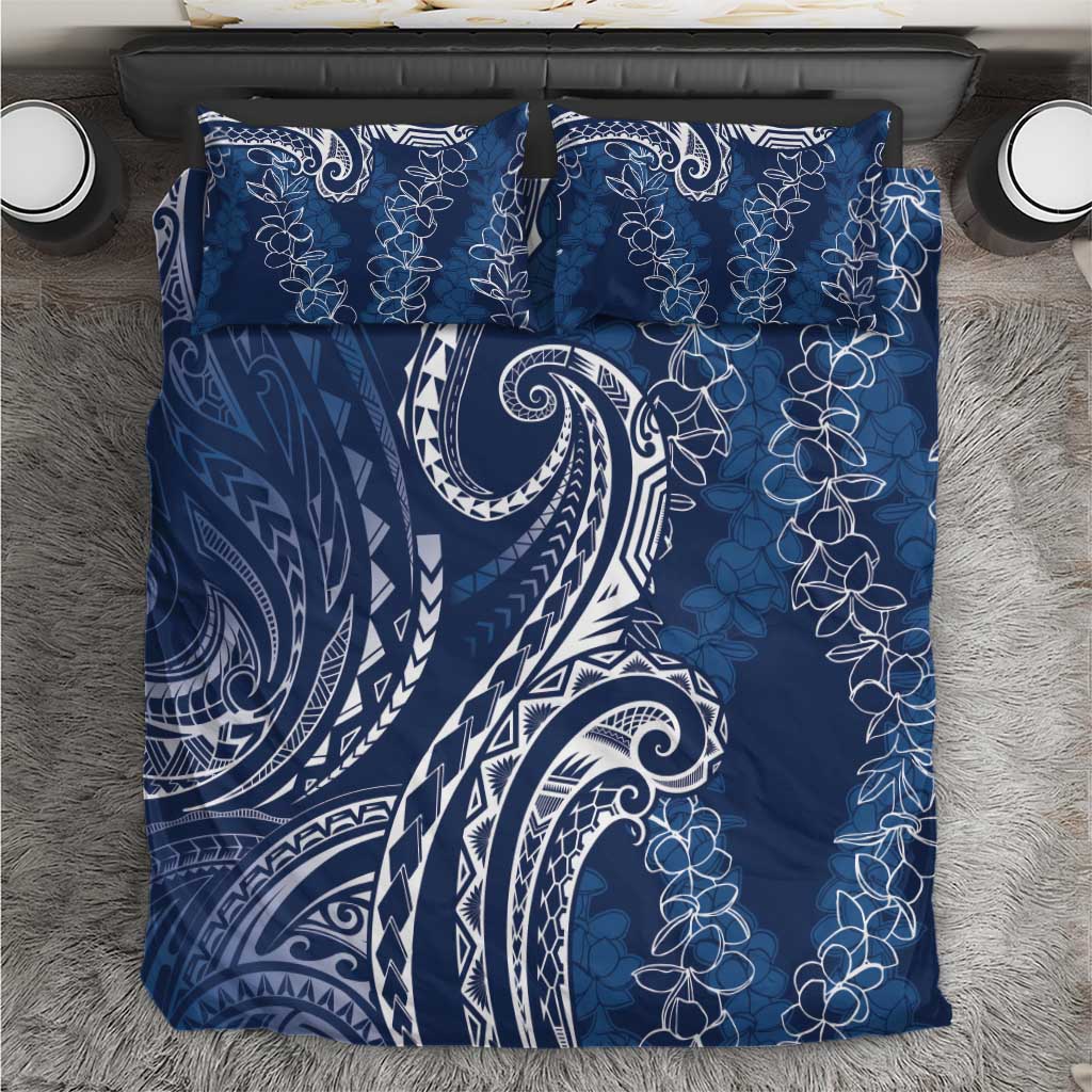 Polynesia Plumeria Lei Bedding Set Navy Blue Curves Motif LT7 Navy Blue - Polynesian Pride
