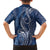 Polynesia Plumeria Lei Family Matching Off The Shoulder Long Sleeve Dress and Hawaiian Shirt Navy Blue Curves Motif