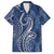 Polynesia Plumeria Lei Family Matching Off The Shoulder Long Sleeve Dress and Hawaiian Shirt Navy Blue Curves Motif