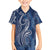 Polynesia Plumeria Lei Family Matching Off The Shoulder Long Sleeve Dress and Hawaiian Shirt Navy Blue Curves Motif