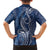 Polynesia Plumeria Lei Family Matching Off Shoulder Short Dress and Hawaiian Shirt Navy Blue Curves Motif