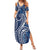 Polynesia Plumeria Lei Family Matching Summer Maxi Dress and Hawaiian Shirt Navy Blue Curves Motif