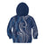 Polynesia Plumeria Lei Kid Hoodie Navy Blue Curves Motif