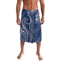 Polynesia Plumeria Lei Lavalava Navy Blue Curves Motif