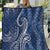 Polynesia Plumeria Lei Quilt Navy Blue Curves Motif