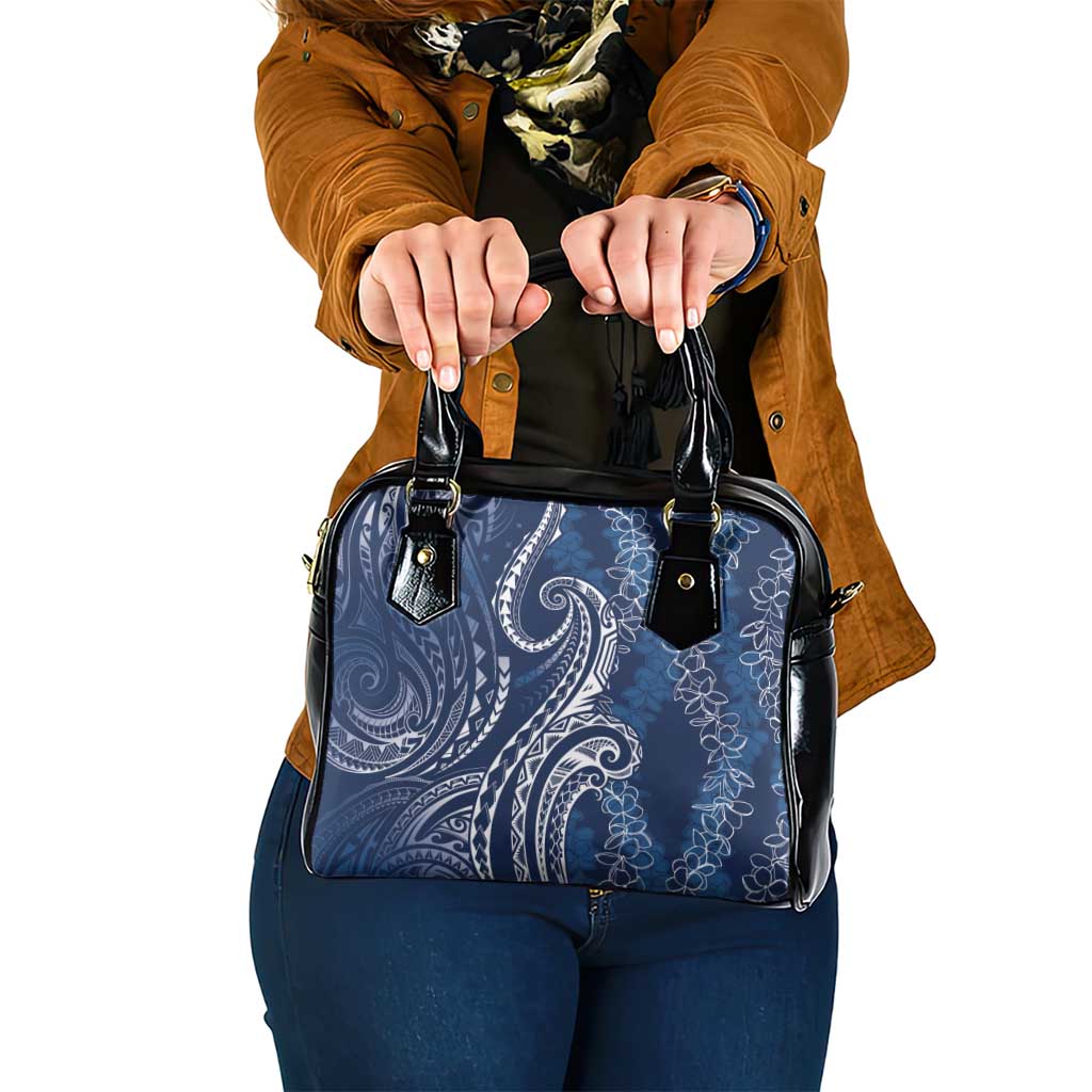 Polynesia Plumeria Lei Shoulder Handbag Navy Blue Curves Motif LT7 One Size Navy Blue - Polynesian Pride