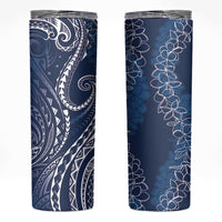 Polynesia Plumeria Lei Skinny Tumbler Navy Blue Curves Motif LT7 Navy Blue - Polynesian Pride