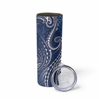 Polynesia Plumeria Lei Skinny Tumbler Navy Blue Curves Motif LT7 - Polynesian Pride