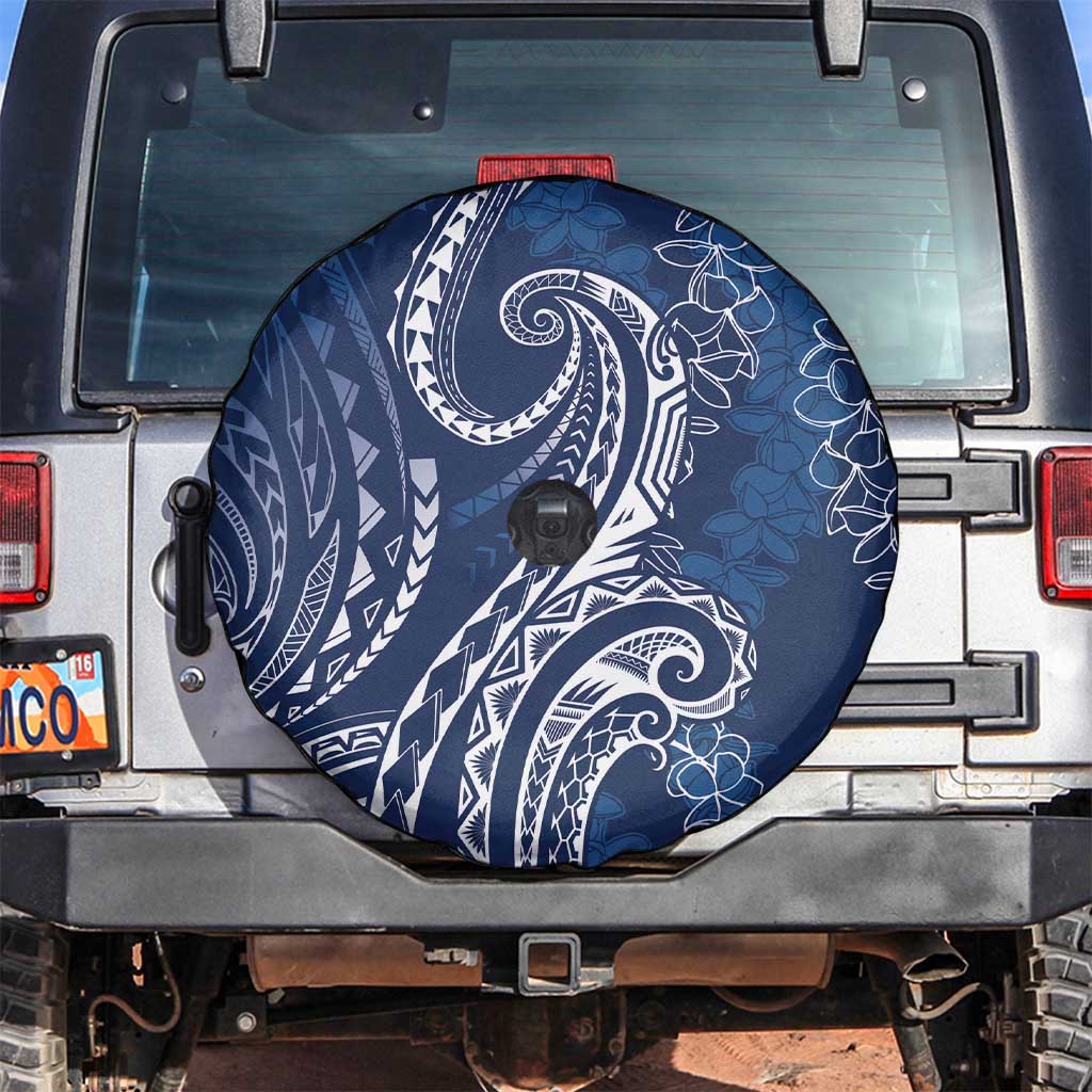 Polynesia Plumeria Lei Spare Tire Cover Navy Blue Curves Motif LT7 Navy Blue - Polynesian Pride