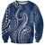Polynesia Plumeria Lei Sweatshirt Navy Blue Curves Motif
