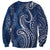 Polynesia Plumeria Lei Sweatshirt Navy Blue Curves Motif
