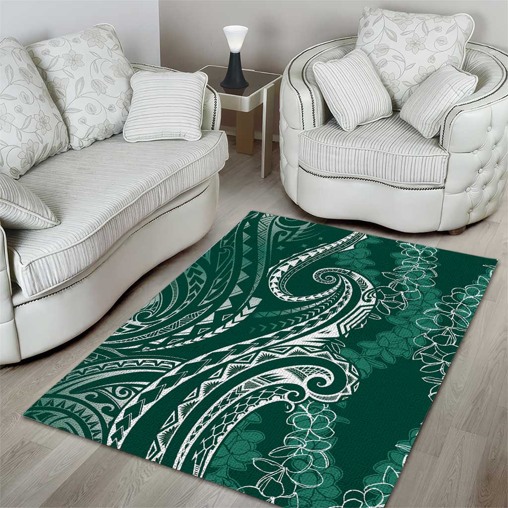Polynesia Plumeria Lei Area Rug Sage Green Curves Motif