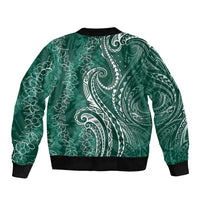 Polynesia Plumeria Lei Bomber Jacket Sage Green Curves Motif LT7 - Polynesian Pride