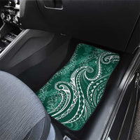 Polynesia Plumeria Lei Car Mats Sage Green Curves Motif