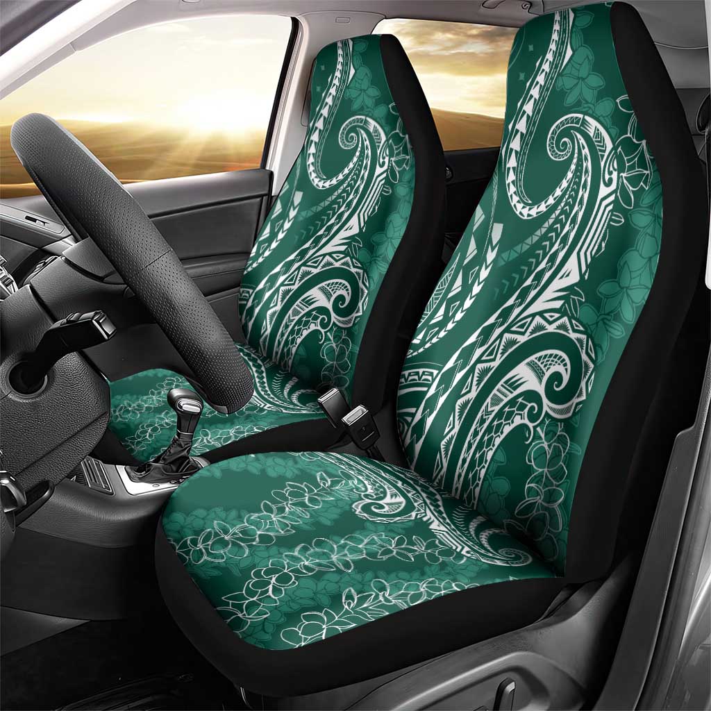 Polynesia Plumeria Lei Car Seat Cover Sage Green Curves Motif