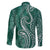 Polynesia Plumeria Lei Family Matching Off The Shoulder Long Sleeve Dress and Hawaiian Shirt Sage Green Curves Motif