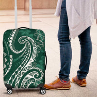 Polynesia Plumeria Lei Luggage Cover Sage Green Curves Motif