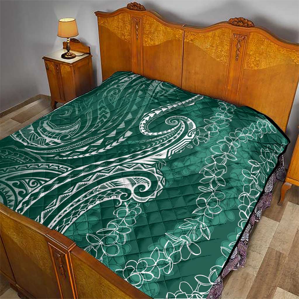 Polynesia Plumeria Lei Quilt Sage Green Curves Motif