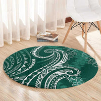 Polynesia Plumeria Lei Round Carpet Sage Green Curves Motif