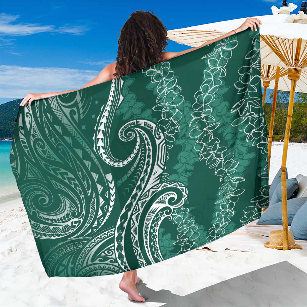 Polynesia Plumeria Lei Sarong Sage Green Curves Motif LT7 One Size 44 x 66 inches Dark Green - Polynesian Pride