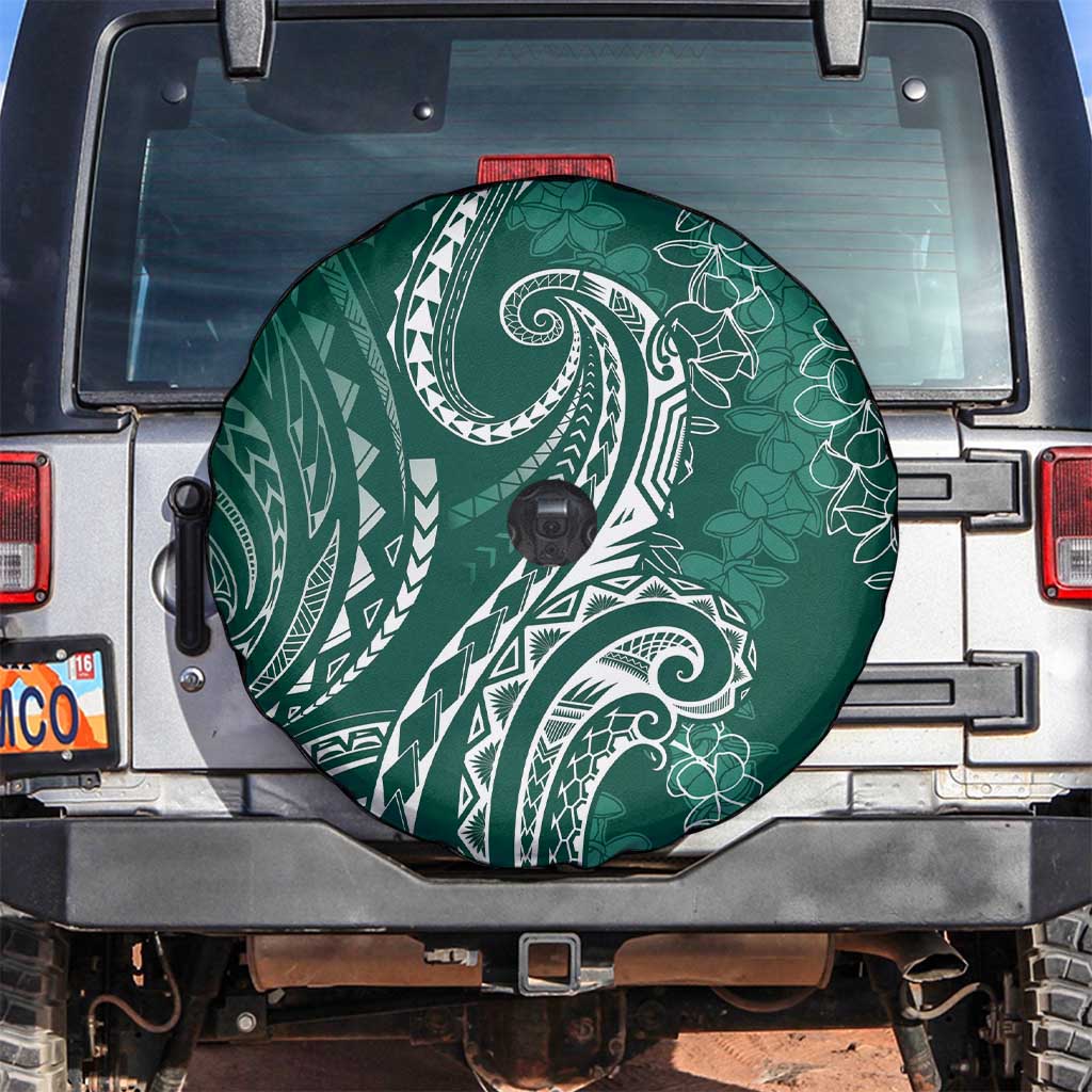 Polynesia Plumeria Lei Spare Tire Cover Sage Green Curves Motif LT7 Dark Green - Polynesian Pride