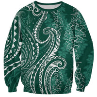 Polynesia Plumeria Lei Sweatshirt Sage Green Curves Motif