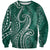Polynesia Plumeria Lei Sweatshirt Sage Green Curves Motif