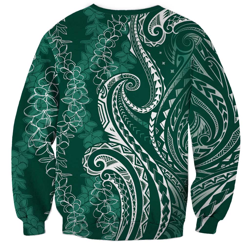 Polynesia Plumeria Lei Sweatshirt Sage Green Curves Motif