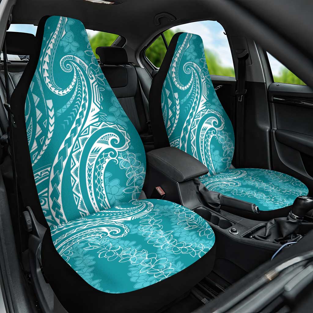 Polynesia Plumeria Lei Car Seat Cover Teal Curves Motif