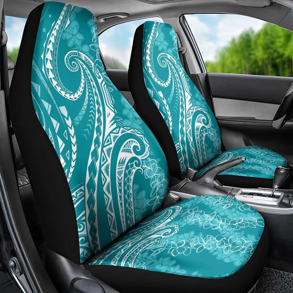 Polynesia Plumeria Lei Car Seat Cover Teal Curves Motif LT7 - Polynesian Pride