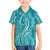 Polynesia Plumeria Lei Family Matching Summer Maxi Dress and Hawaiian Shirt Teal Curves Motif