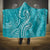 Polynesia Plumeria Lei Hooded Blanket Teal Curves Motif