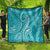 Polynesia Plumeria Lei Quilt Teal Curves Motif