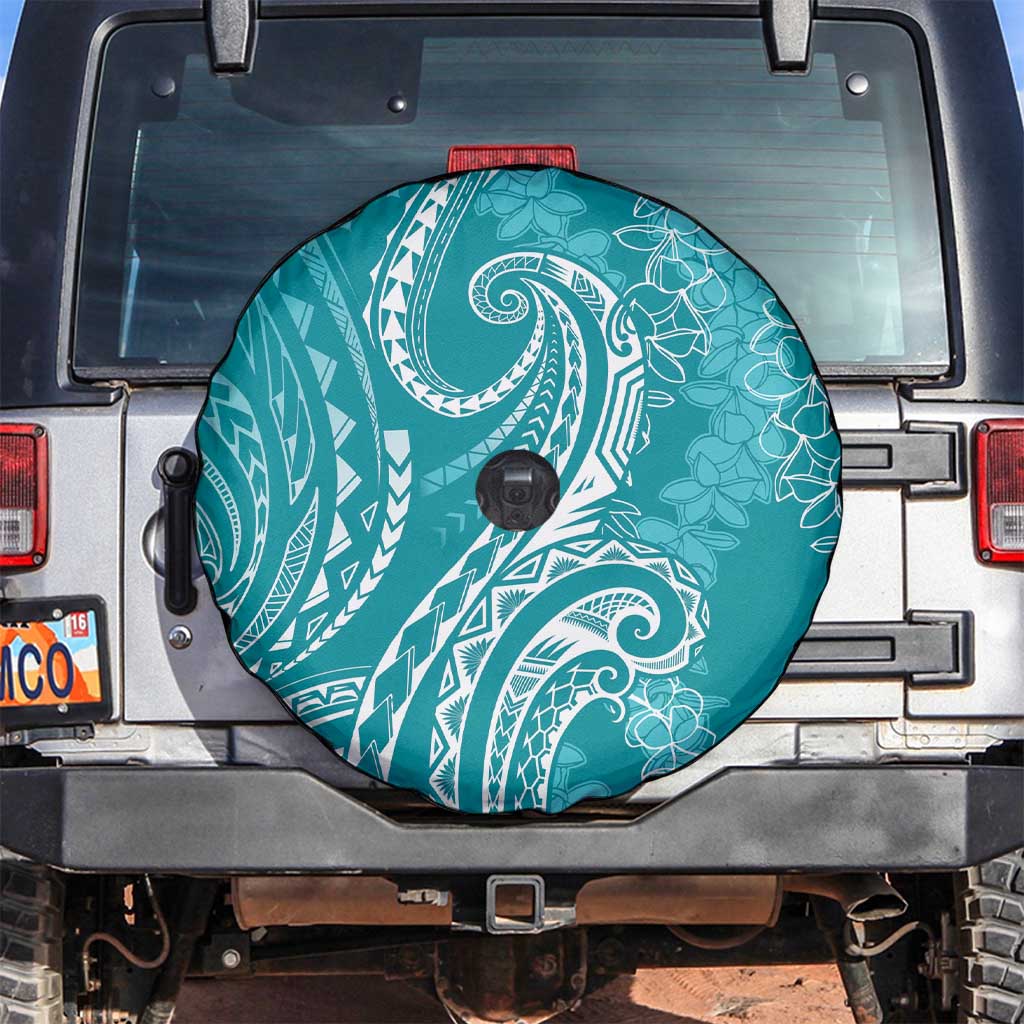 Polynesia Plumeria Lei Spare Tire Cover Teal Curves Motif LT7 Teal - Polynesian Pride
