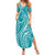 Polynesia Plumeria Lei Summer Maxi Dress Teal Curves Motif