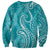 Polynesia Plumeria Lei Sweatshirt Teal Curves Motif