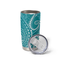 Polynesia Plumeria Lei Tumbler Cup Teal Curves Motif LT7 - Polynesian Pride