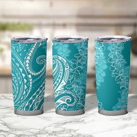 Polynesia Plumeria Lei Tumbler Cup Teal Curves Motif LT7 - Polynesian Pride