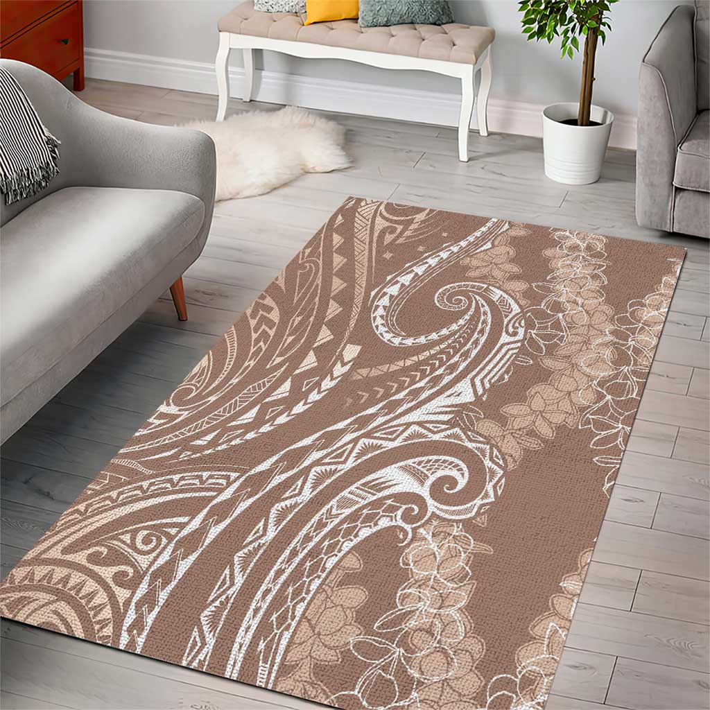 Polynesia Plumeria Lei Area Rug Beige Curves Motif
