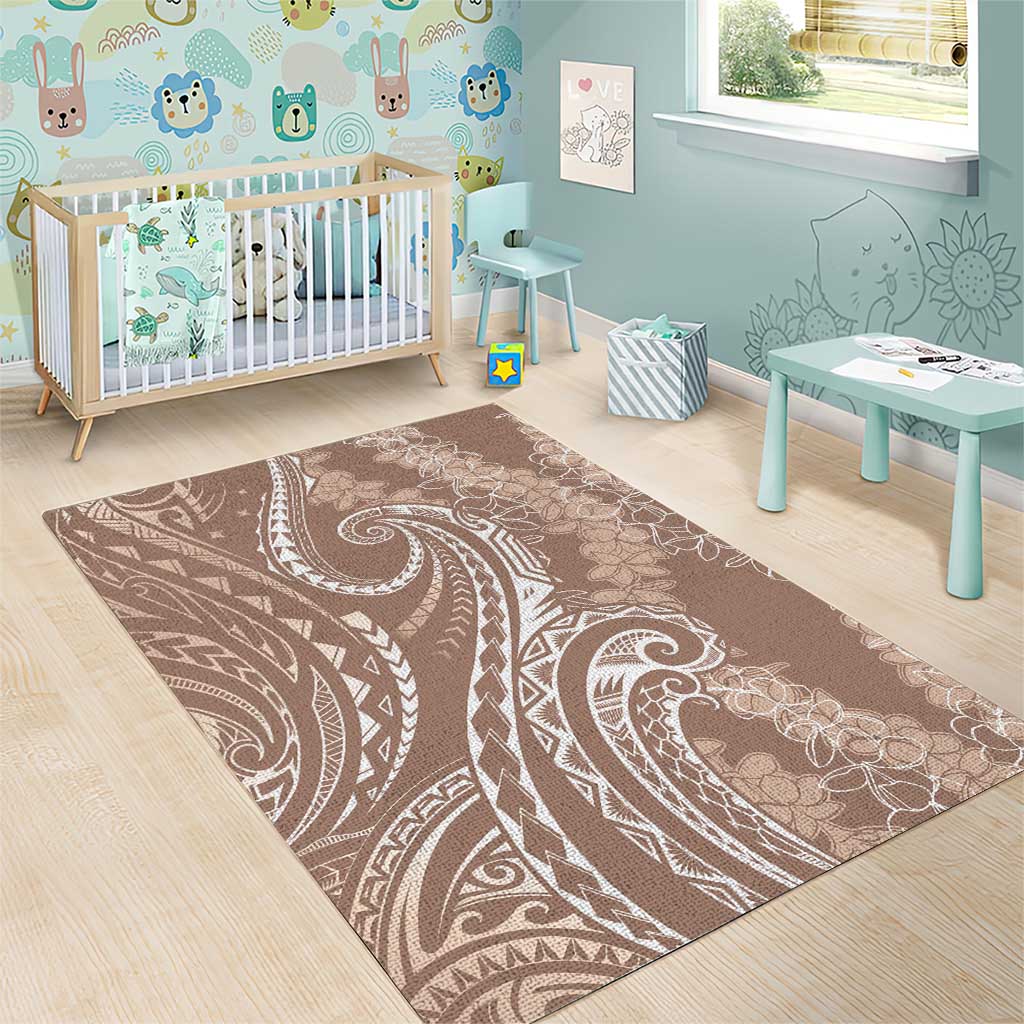 Polynesia Plumeria Lei Area Rug Beige Curves Motif