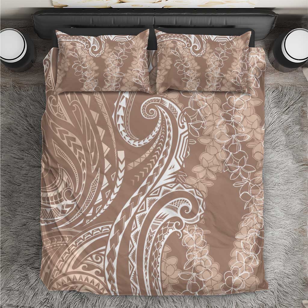 Polynesia Plumeria Lei Bedding Set Beige Curves Motif LT7 Beige - Polynesian Pride