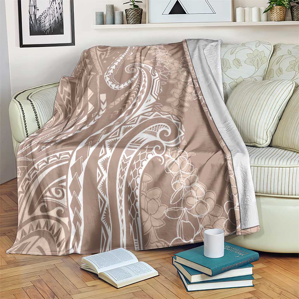 Polynesia Plumeria Lei Blanket Beige Curves Motif LT7 Beige - Polynesian Pride