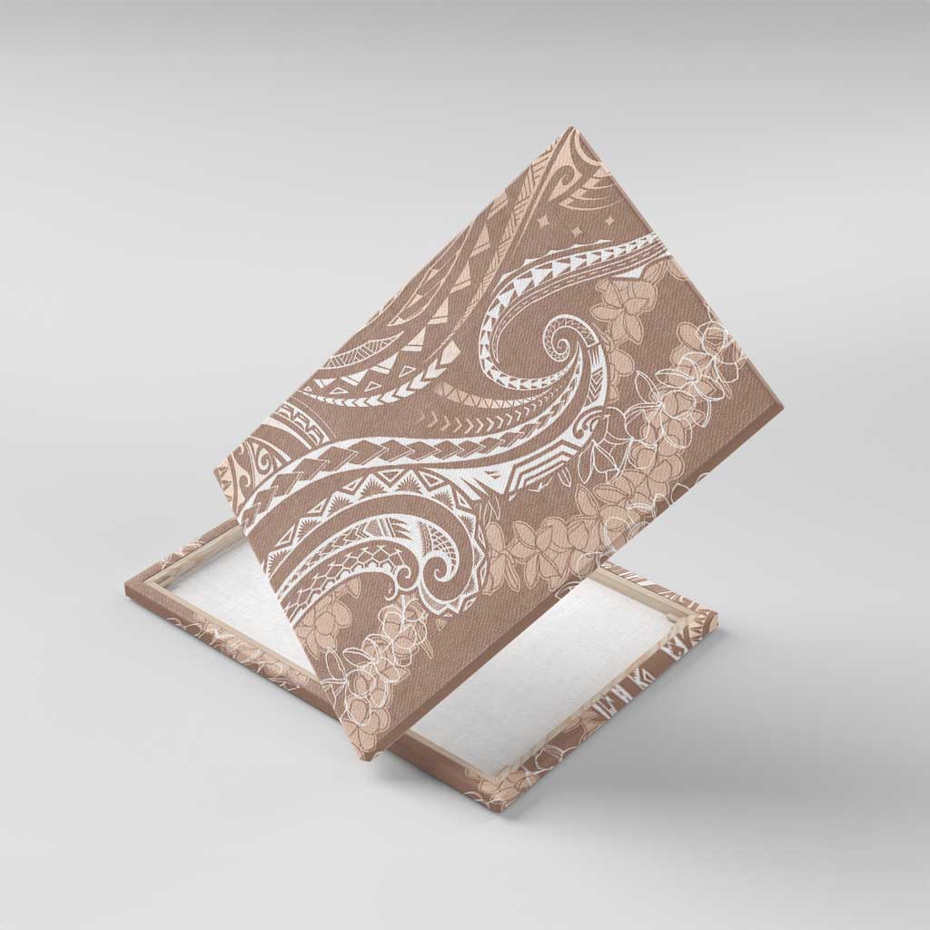 Polynesia Plumeria Lei Canvas Wall Art Beige Curves Motif