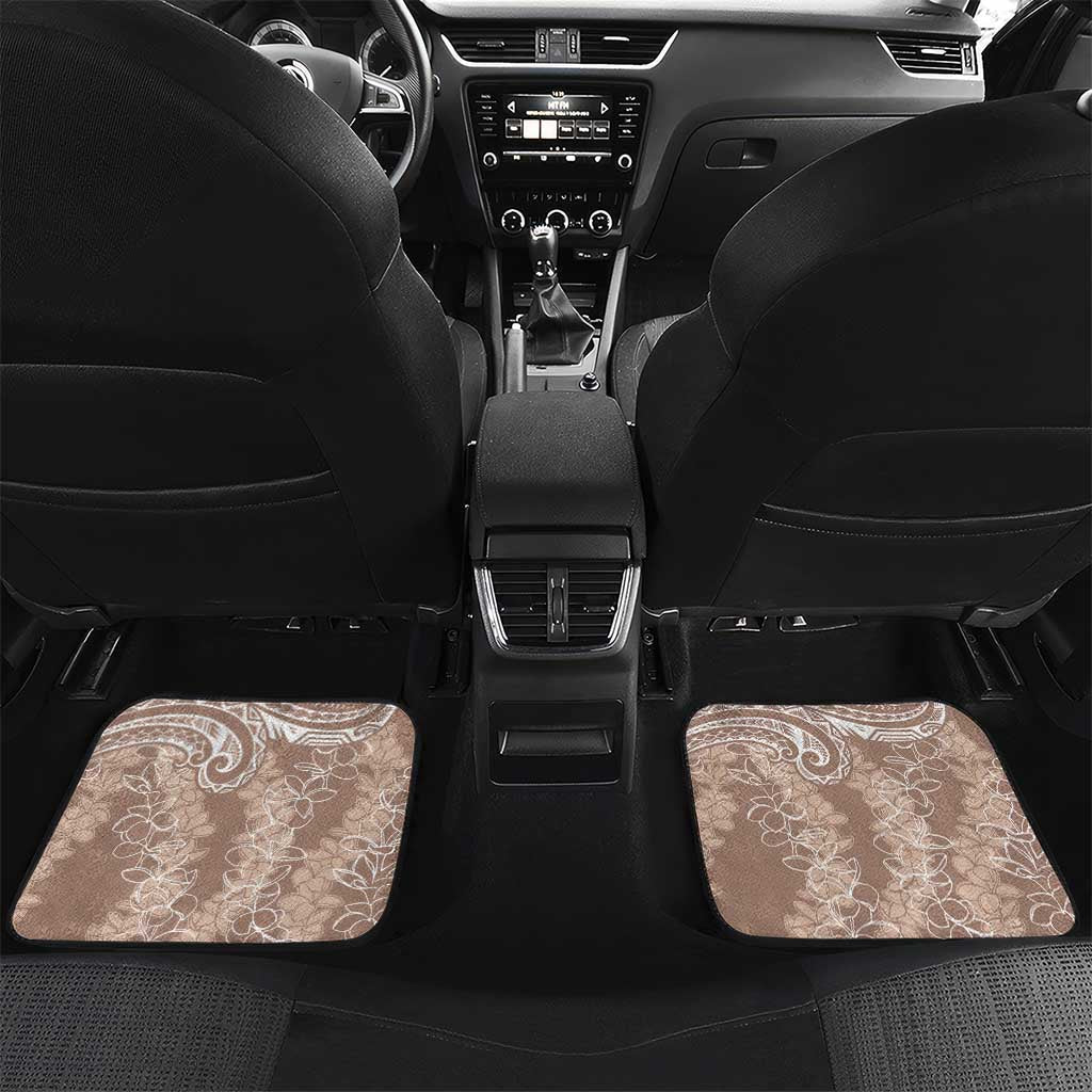 Polynesia Plumeria Lei Car Mats Beige Curves Motif