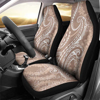Polynesia Plumeria Lei Car Seat Cover Beige Curves Motif