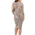 Polynesia Plumeria Lei Family Matching Long Sleeve Bodycon Dress and Hawaiian Shirt Beige Curves Motif