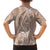 Polynesia Plumeria Lei Family Matching Off Shoulder Short Dress and Hawaiian Shirt Beige Curves Motif
