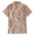 Polynesia Plumeria Lei Family Matching Off Shoulder Short Dress and Hawaiian Shirt Beige Curves Motif